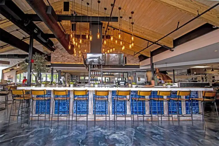 Modern bar with stylish seating area