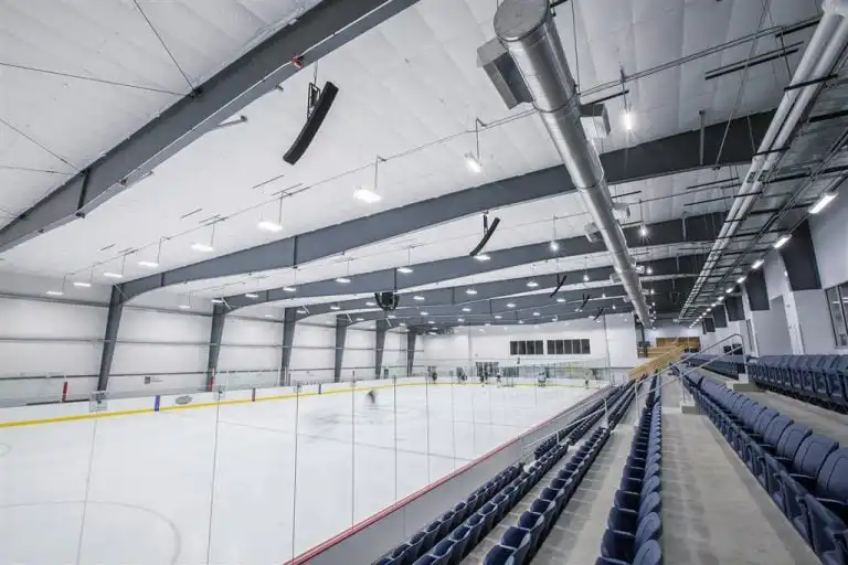 ice arena with innovox audio loudspeakers
