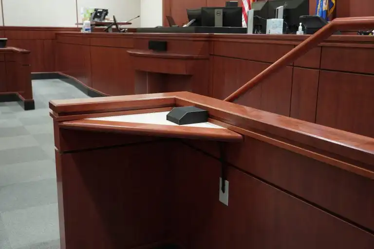 courtroom with innovox audio micromonitor speakers
