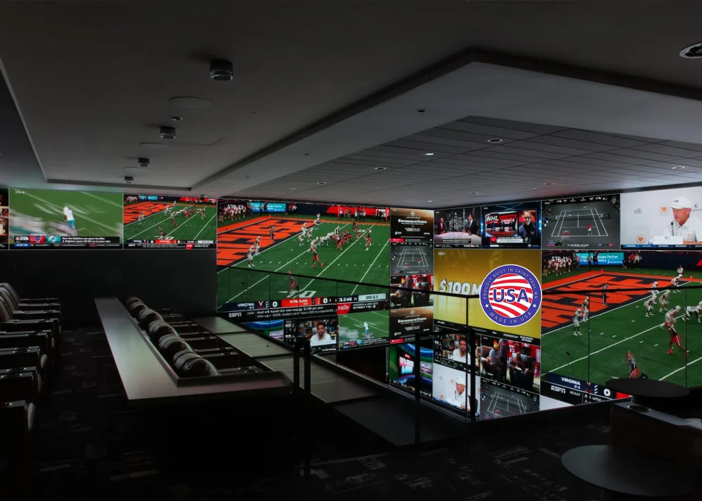 Fanduel lounge with Innovox video wall sound system Chicago, IL