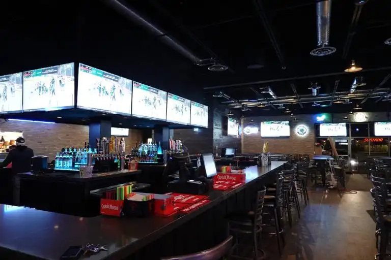 Nightclub with multiple displays and Innovox Audio speakers