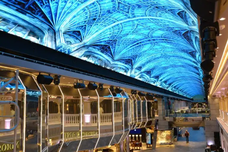 Illuminated ceiling in modern cruise ship