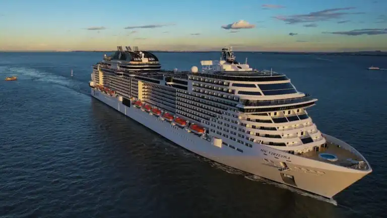 Large cruise ship sailing on water
