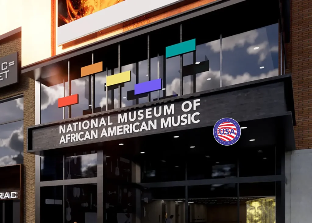 Museum entrance with colorful design