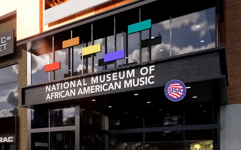 Museum entrance with colorful design