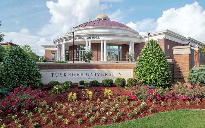 Tuskegee University entrance with landscaping.